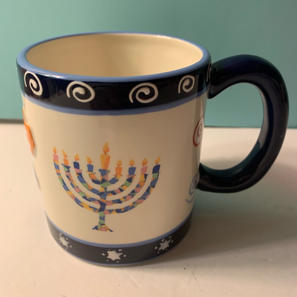 2010 Jessie Sporn Chanukah Menorah Mug. Designed for Aviv Judacia Imports. Jumbo